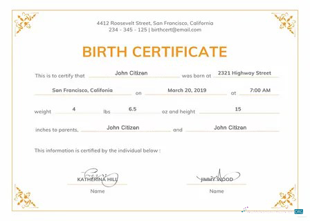Download United States Administrative office birth certificate Photoshop template